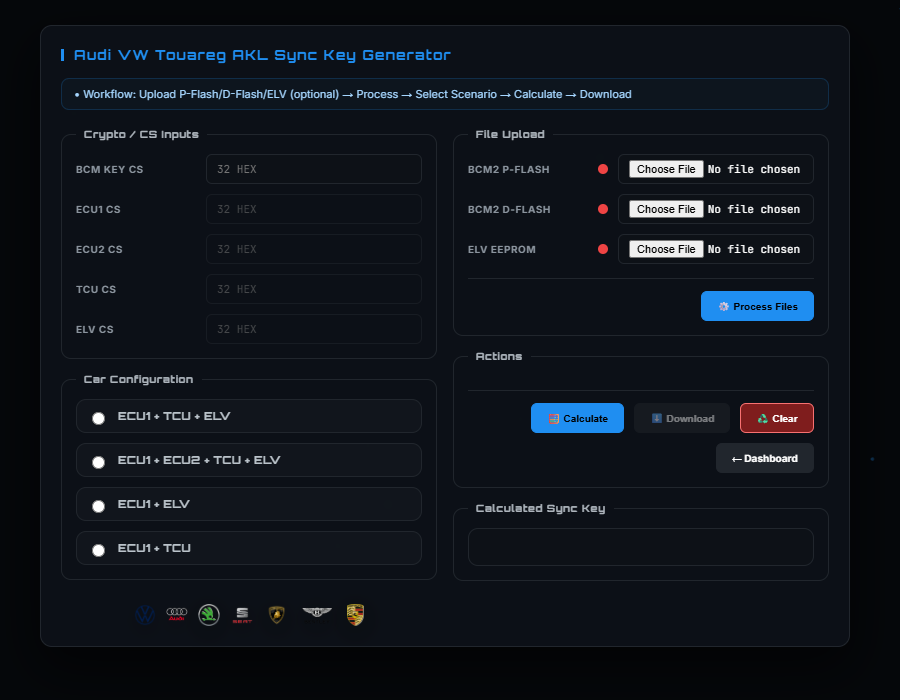 VAG BCM2 Sync Key calculator
